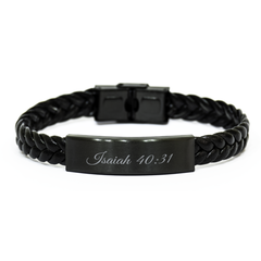 Isaiah 40 31 Bracelet Braided Leather