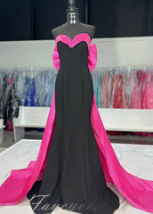 Sweetheart Black Long Mermaid Prom Dress with Bow Back