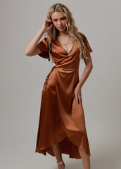 Giulia Silk Dress in Copper