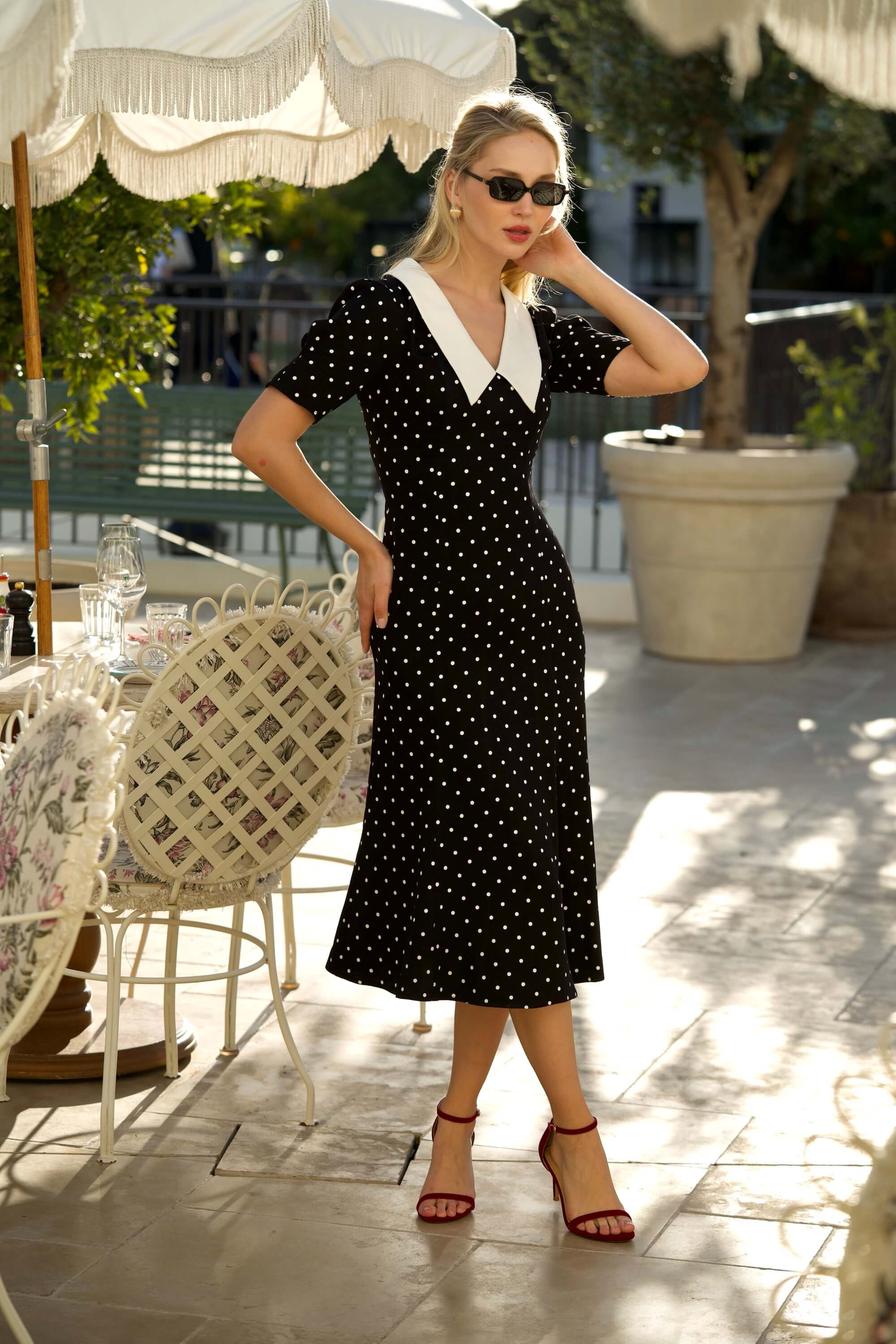 Gladys Polka Dot Dress Dresses Gaâla Black polka dot XXS Made-to-order