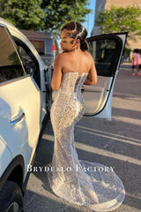 glitter strapless mermaid prom dress