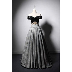 Gothic Black Corset Wedding Dress - Velvet Off Shoulder Formal Dress - Plus Size - WonderlandByLilian
