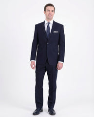 Men's Raphael Slim Fit Solid Navy Blue Two Button Wool Formal Business Suit - The Suit Depot