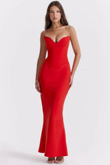 House of CB Tamara Strapless Corset Dress in Cherry Size 8 - 8 / Red - Dresses