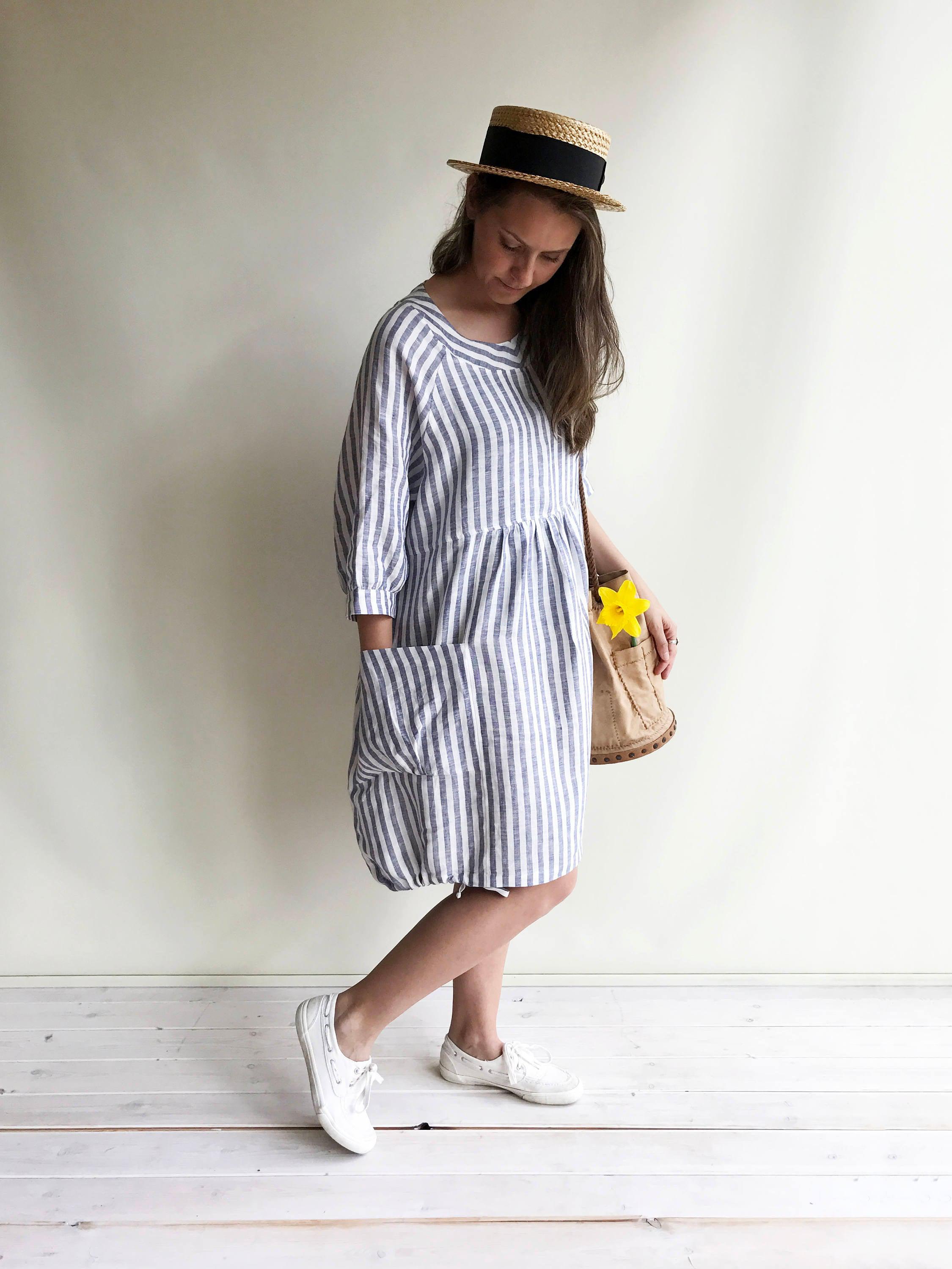 Striped Linen Dress, Summer Dress, Womens Dress, Plus Size Tunic Dress, Loose Dress, Linen Dress Plus size Linen Dress Woman with sleeves