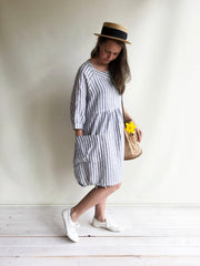 Striped Linen Dress, Summer Dress, Womens Dress, Plus Size Tunic Dress, Loose Dress, Linen Dress Plus size Linen Dress Woman with sleeves