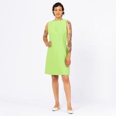 Vintage 60s Mod Lime Green Mini Dress - Medium | Retro Bright Green A Line Sleeveless Shift Dress