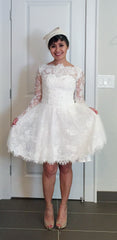 Long Sleeve Short Wedding Dress (#Claudine) - Dream Dresses by P.M.N.