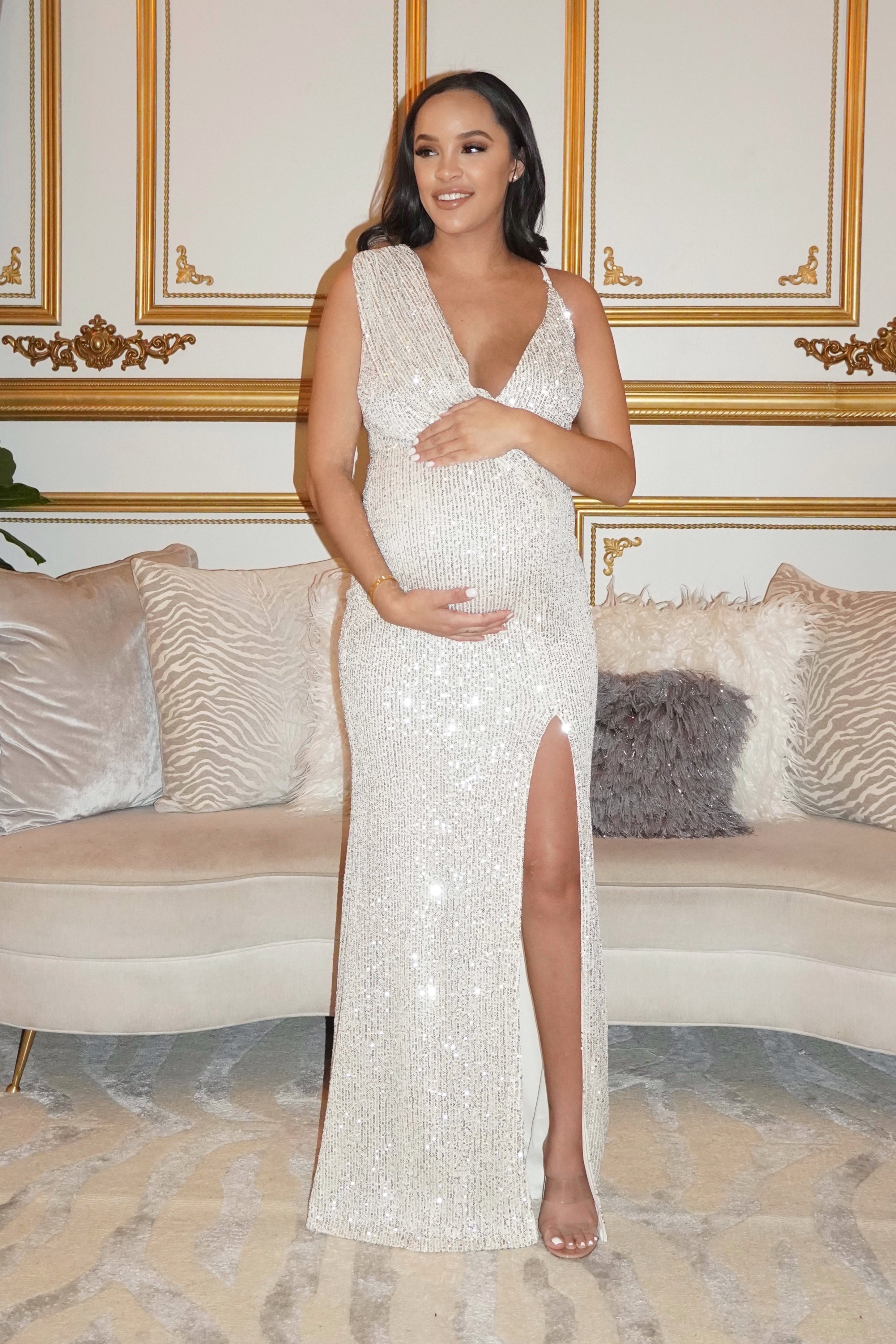 Kyra Sequin Maternity Gown