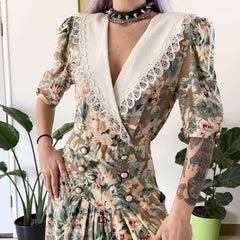 90s Floral Drop Waist Maxi Dress
