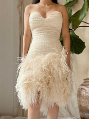 Vintage Sweetheart Feather Dress - S