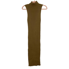 Vici Brown Ribbed Knit Turtleneck Sleeveless Midi Dress- Size M