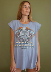 Vintage 1995 Harley V Twin Grey Muscle Tank