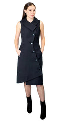 Swerve Long Vest Dress/ Black Crinkle