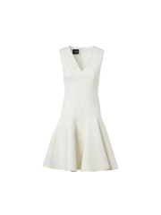 Designer Sleeveless Techno Neoprene Fit-and-Flare Dress - ecru