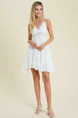 White Crochet Lace Mini Dress