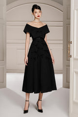 Jammy A-line Off-Shoulder Taffeta Midi Dress - MEAN BLVD