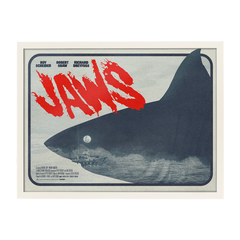 Jaws movie poster by Matt needle in white frame