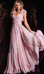 Jovani 26248 - Crisscross Bodice Prom Dress Special Occasion Dress 00 / Light Pink