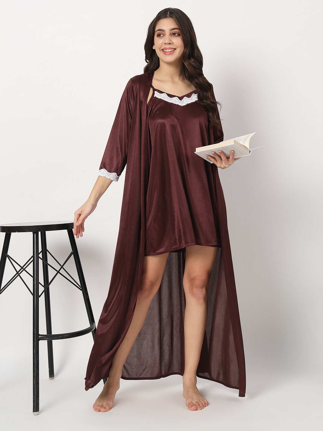sexy robe and hot nighty set for honeymoon