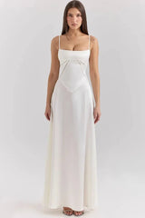 Model wearing the Kouvr Gabriella ivory silk corset back bridal gown.