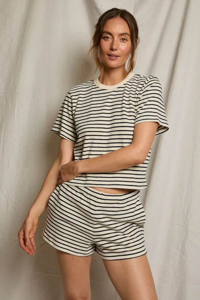 Lainey Rugby Tee - Navy Mini Stripe