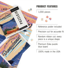 Lake Wallenpaupack, Pennsylvania, Canoe and Lake, Jigsaw Puzzle Puzzle Lantern Press