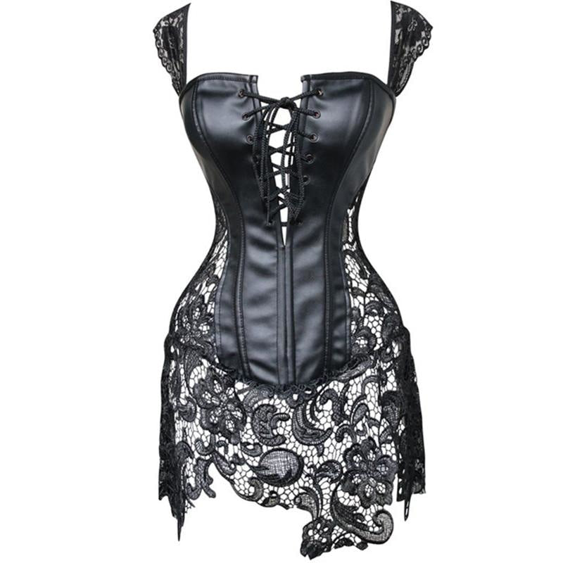 Latex & Lace Corset Dress (Up to 6XL) - shirt