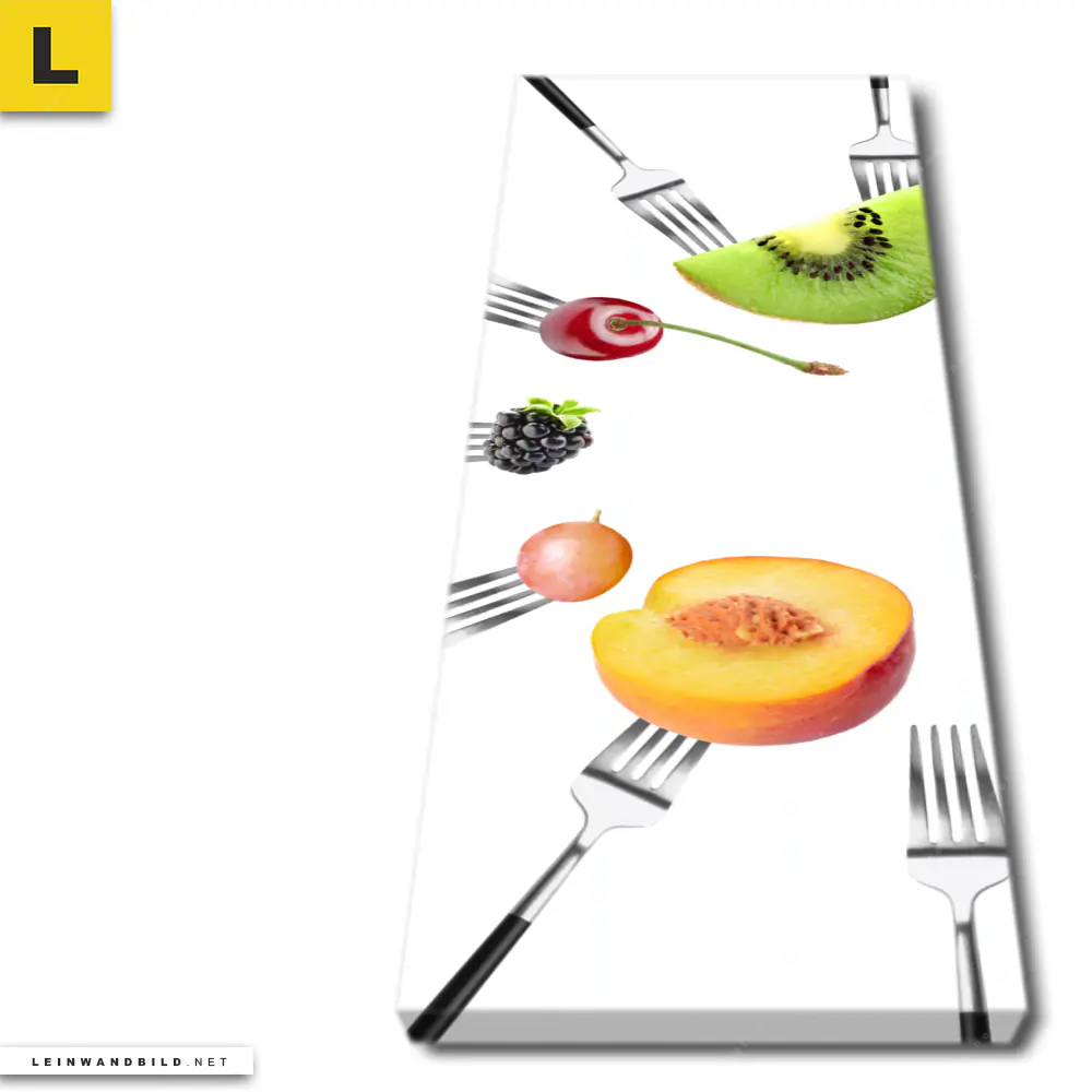 Leinwandbild Fruechte Auf Gabeln Schmal Produktvorschau