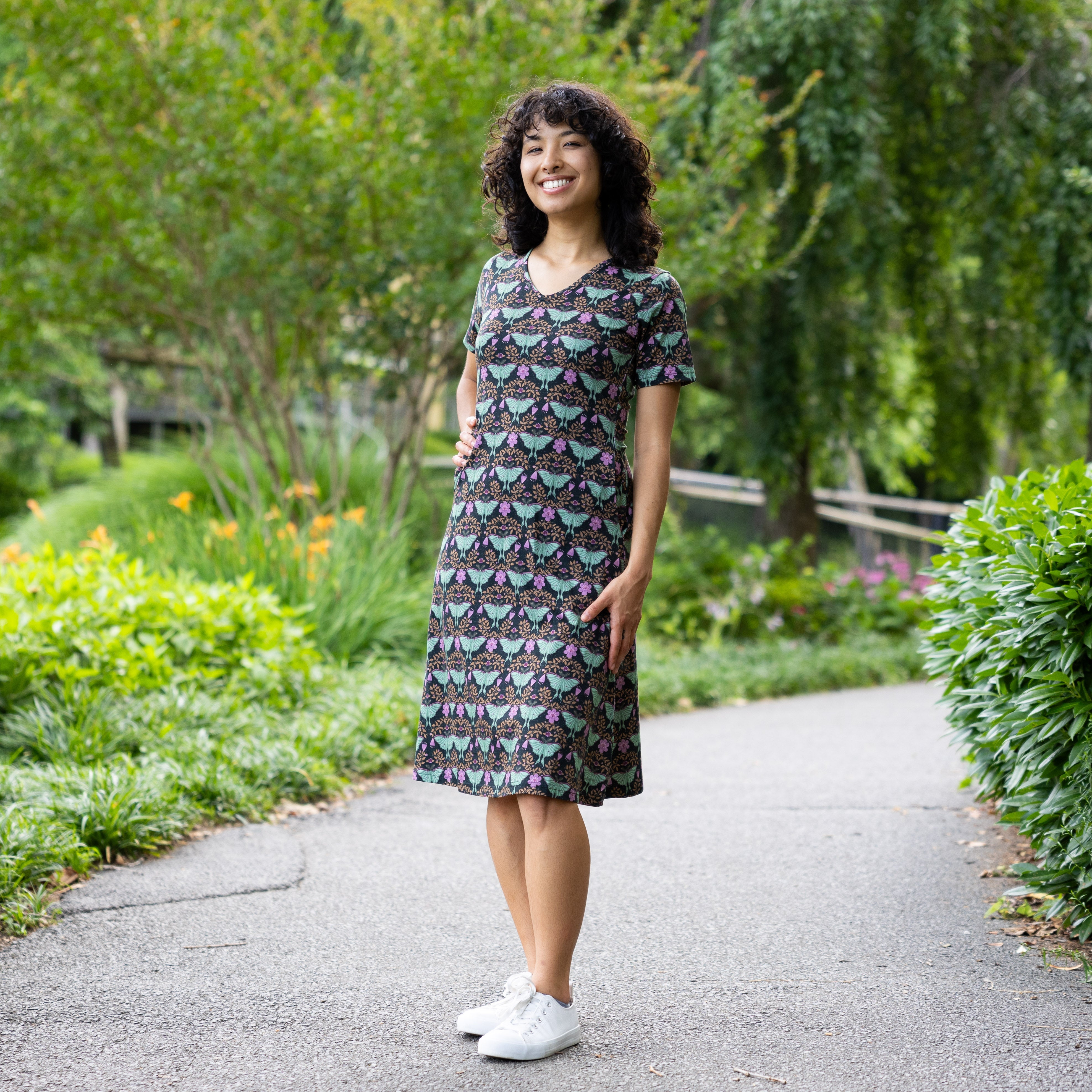 Luna Moth A-Line Dress with Pockets