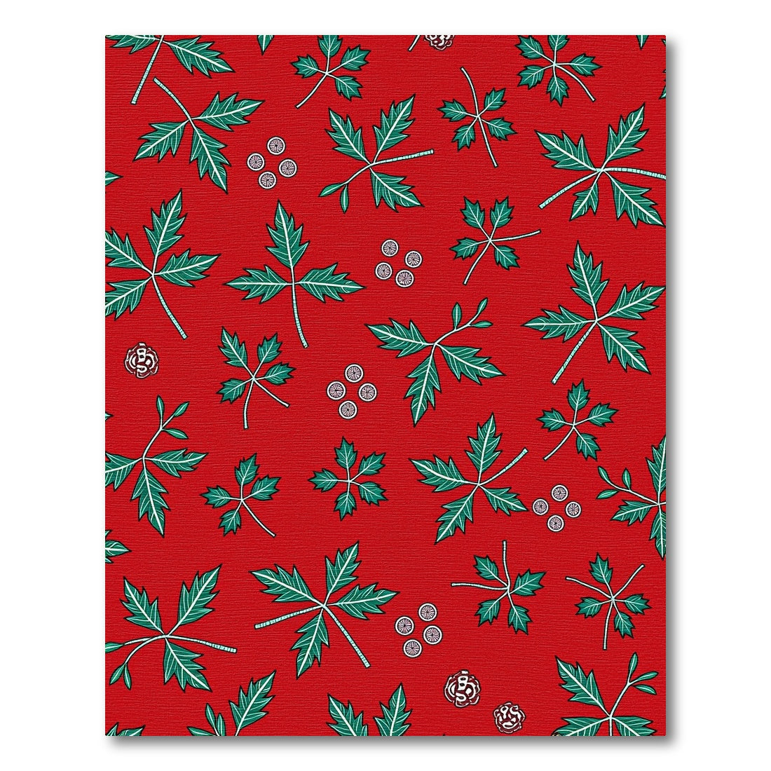 Red Leaf and Berry Pattern Area Rug