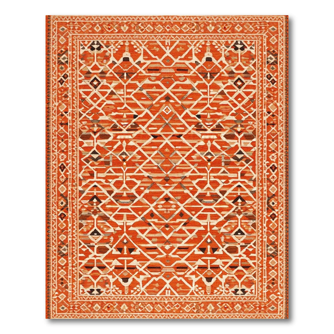 Orange Vibrant Orange Geometric Southwestern Area Rug