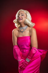 Marilyn Monroe Diamonds Are a Girl's Best Friend Costume Hire or Cosplay, plus Makeup and Photography. Proudly by and available at, Little Shop of Horrors Costumery 6/1 Watt Rd Mornington & Melbourne