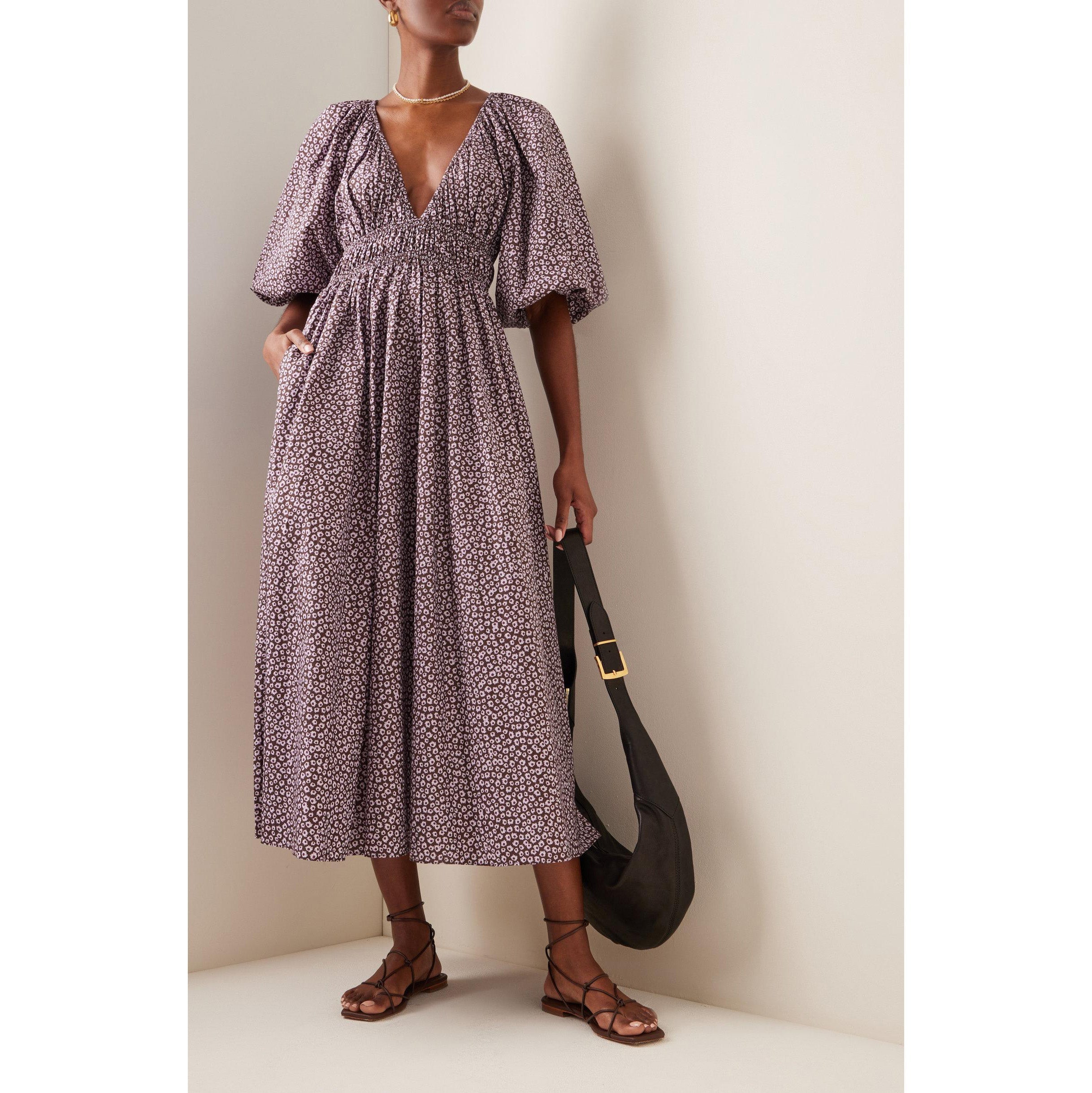 Matteau Shirred Cotton Dress, size "4" fits like L-XL