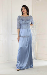 May Queen MQ1969 - Quarter Length Lace Satin Gown Special Occasion Dress