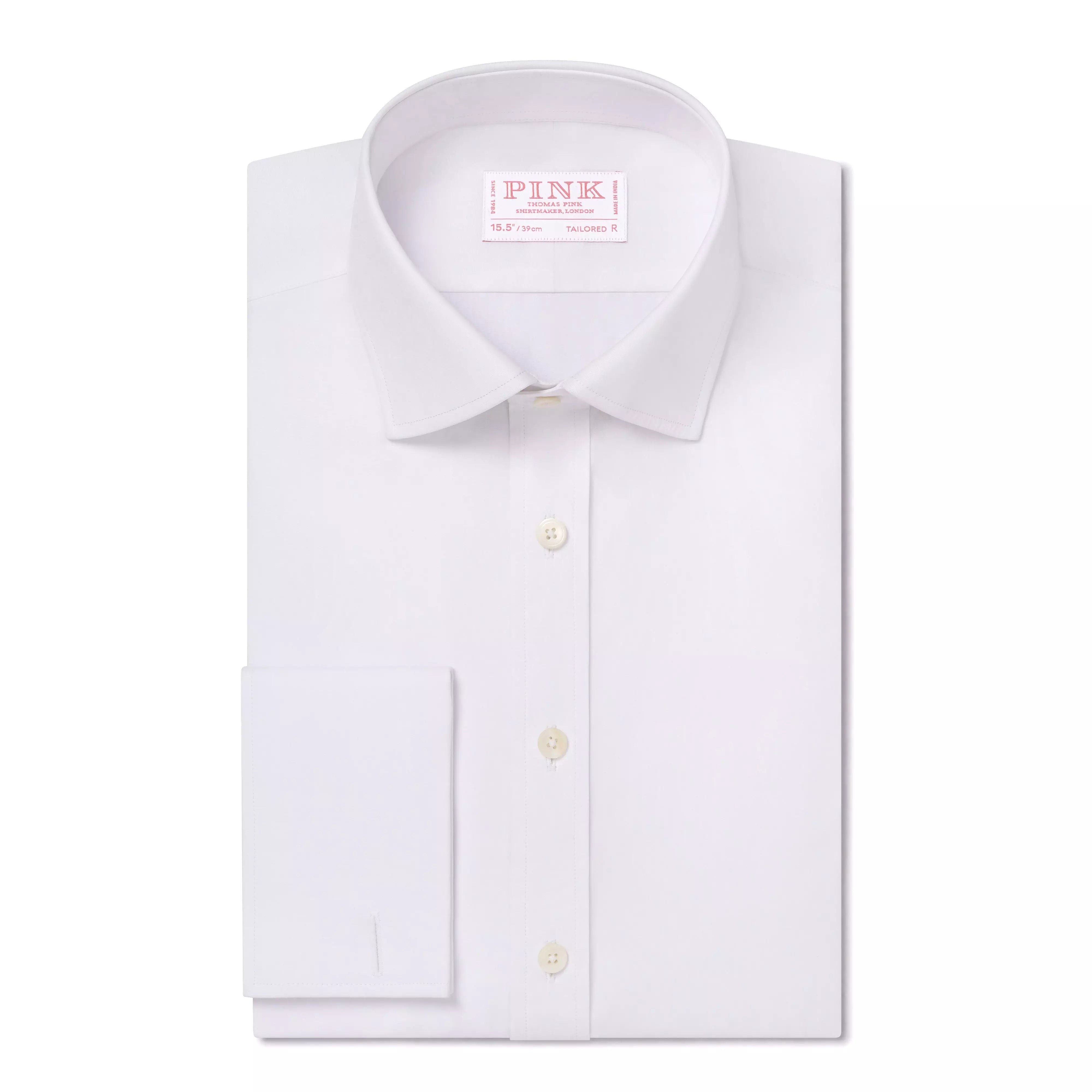 White Tailored Fit Essential Double Cuff Poplin Formal Shirt