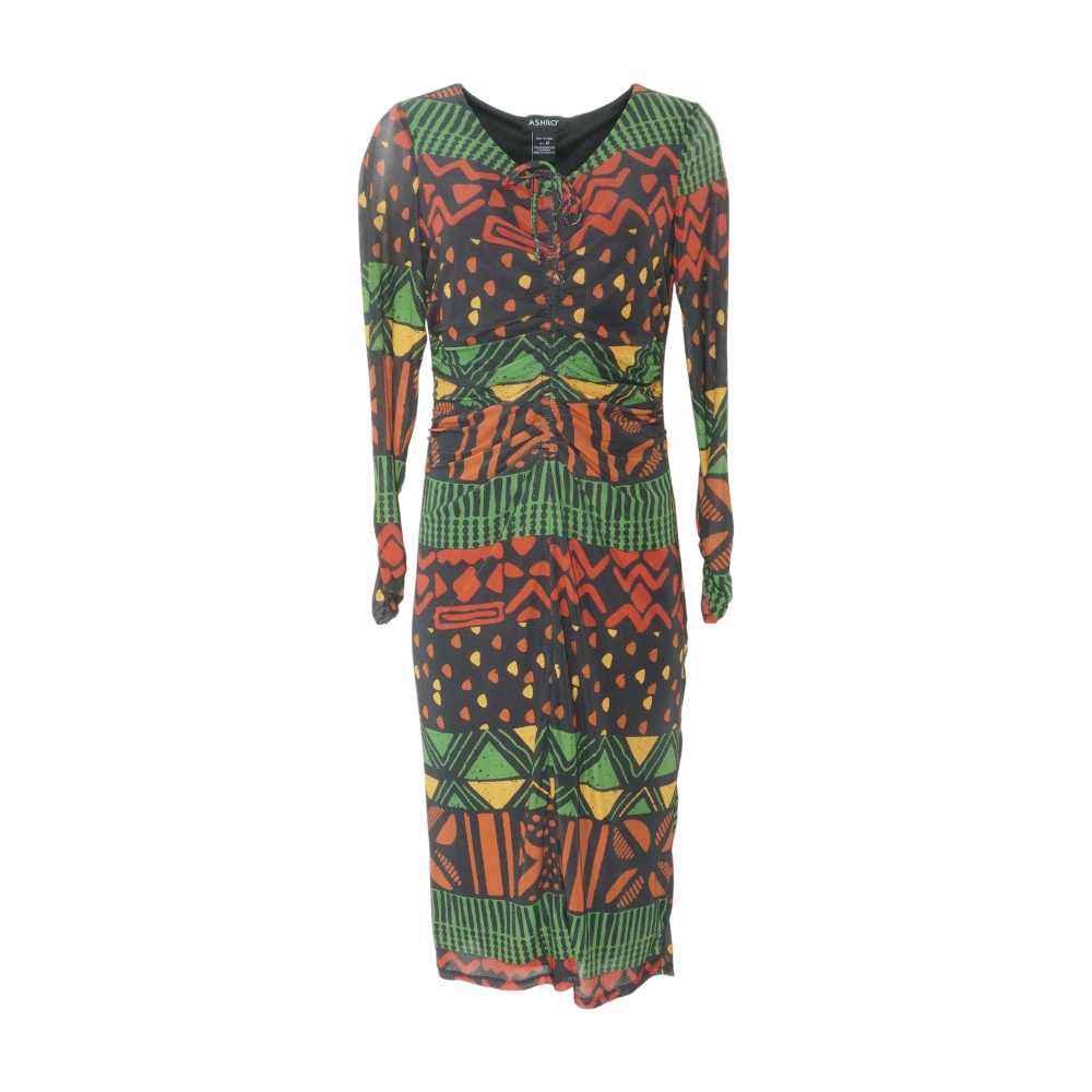 Black Abstract Midi Dress