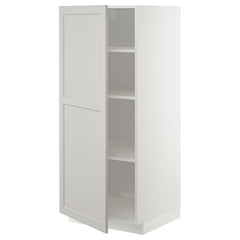 METOD high cabinet with shelves, white/Lerhyttan light grey, 60x60x140 cm