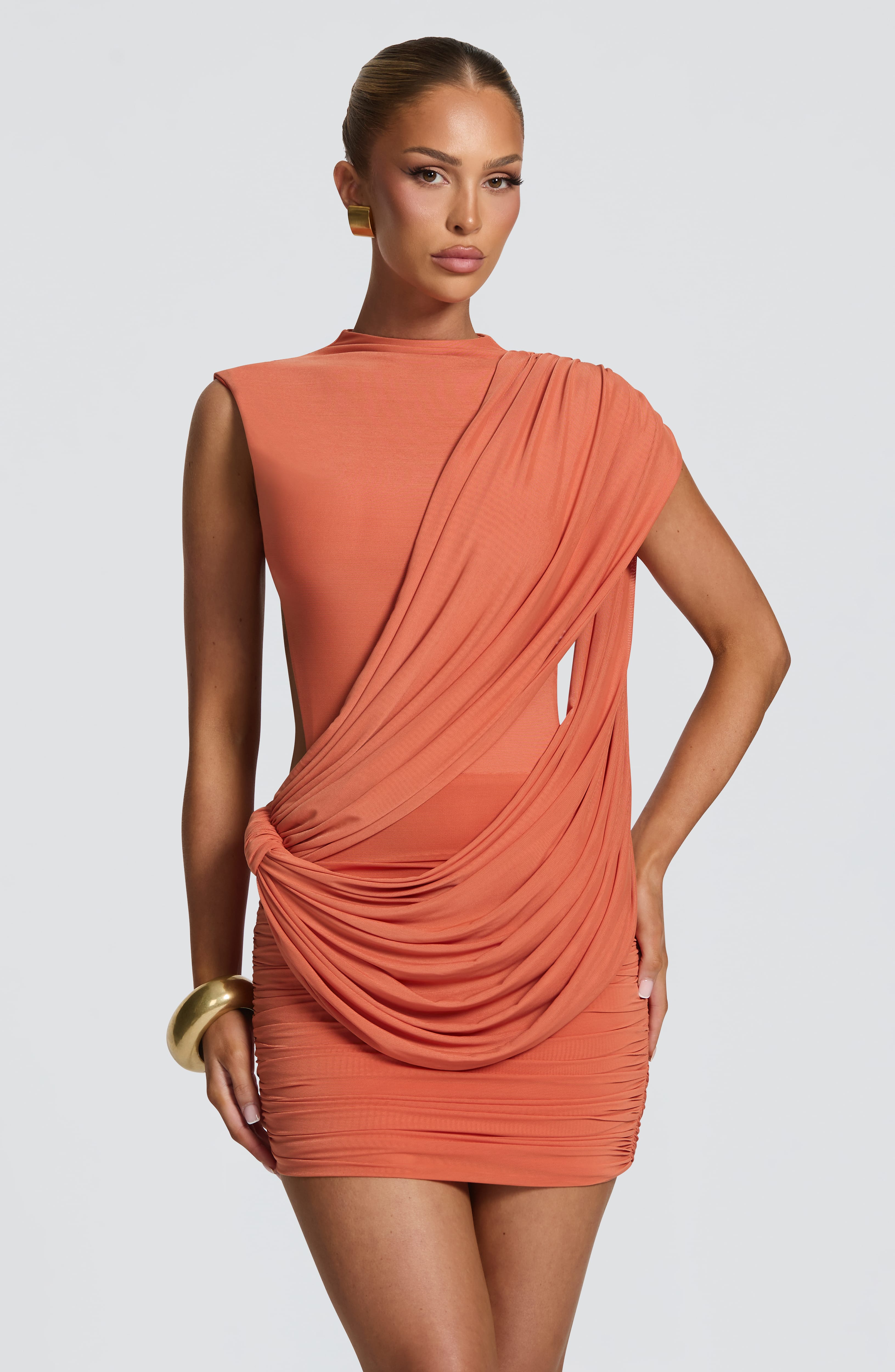 Mireya Mini Dress - Burnt Orange Dress XS Babyboo Fashion Premium Exclusive Design
