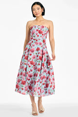 Sachin & Babi Strapless "Shay" Tea Length Floral Print Dress