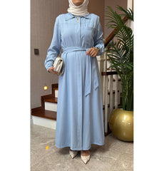 Modefa Dress Modern Muslim Women's Relaxed Denim Maxi Dress - Light Denim