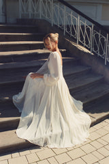 Alette Maxi Dress Long Sleeves – Ivory Bridal & Wedding Dress