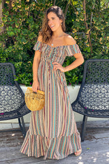 multicolor casual maxi dress