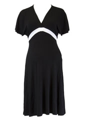 OLIAN Maternity Women's Black Wide Scoop Neck Tie Empire Waist Dress $125 NEW