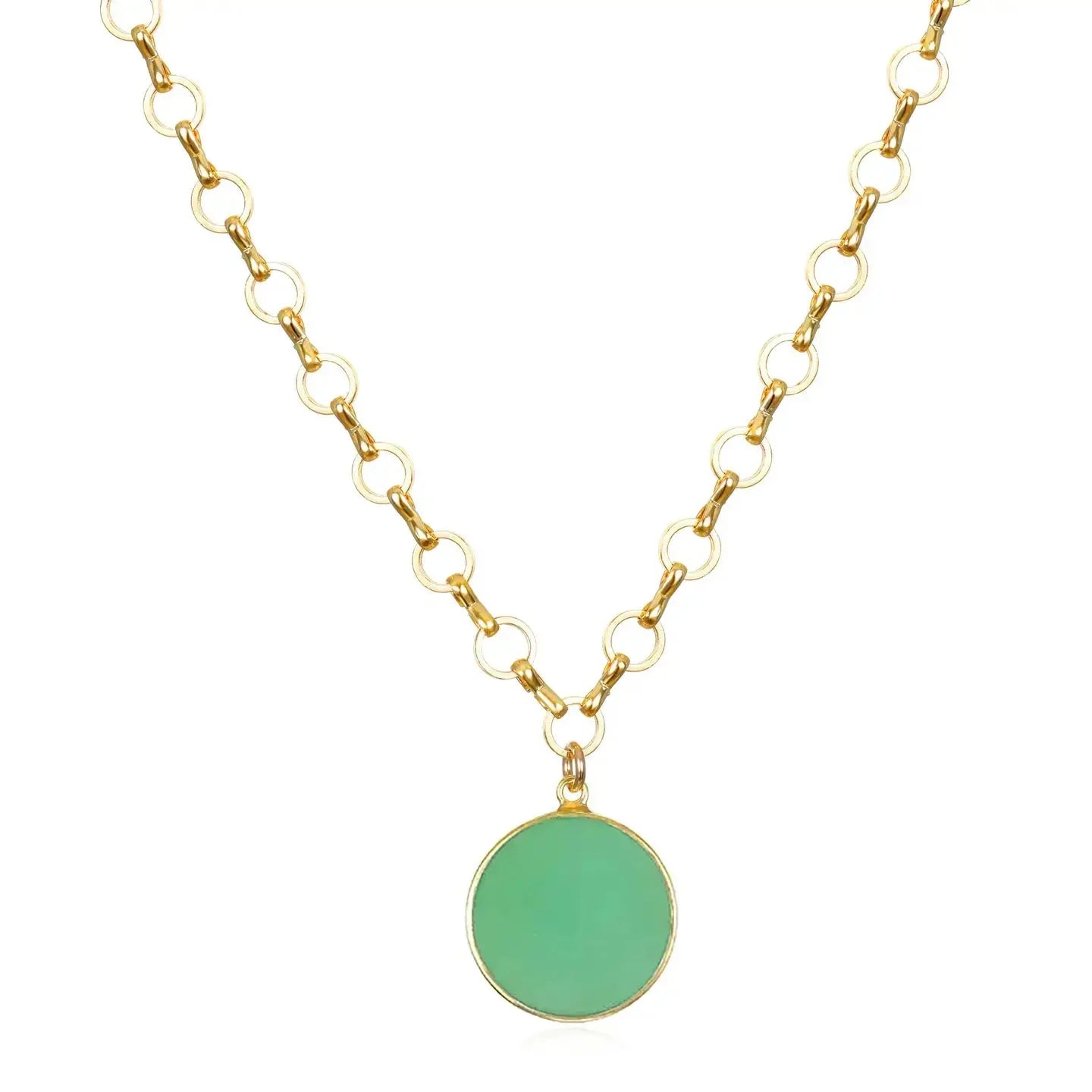 New! Petite Circle Chyroprase Necklace - Amelia Rose Design