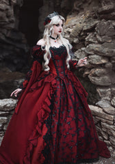 Red/black Gothic Sleeping Beauty Alternative Wedding Gown