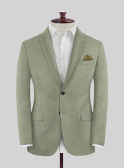 Noble Sage Green Wool Silk Linen Jacket - StudioSuits