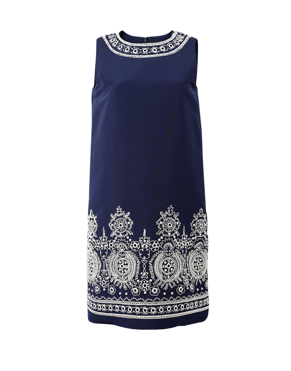 OSCAR DE LA RENTA-Faille Embroidered Dress-