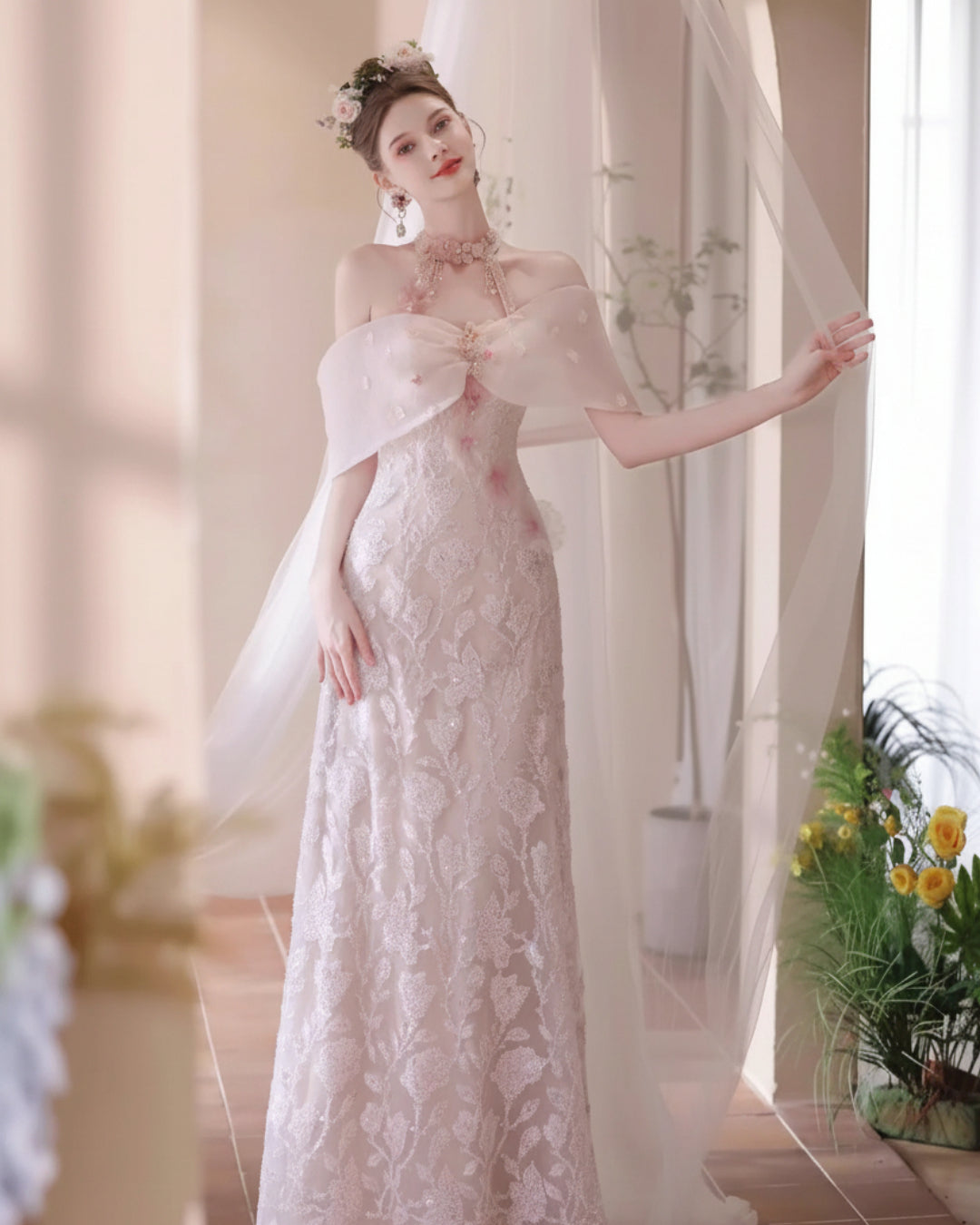 Luxury Blush Pink Wedding Gown, Persephone Maxi Dress, wedding gown dress, formal gown for wedding guest