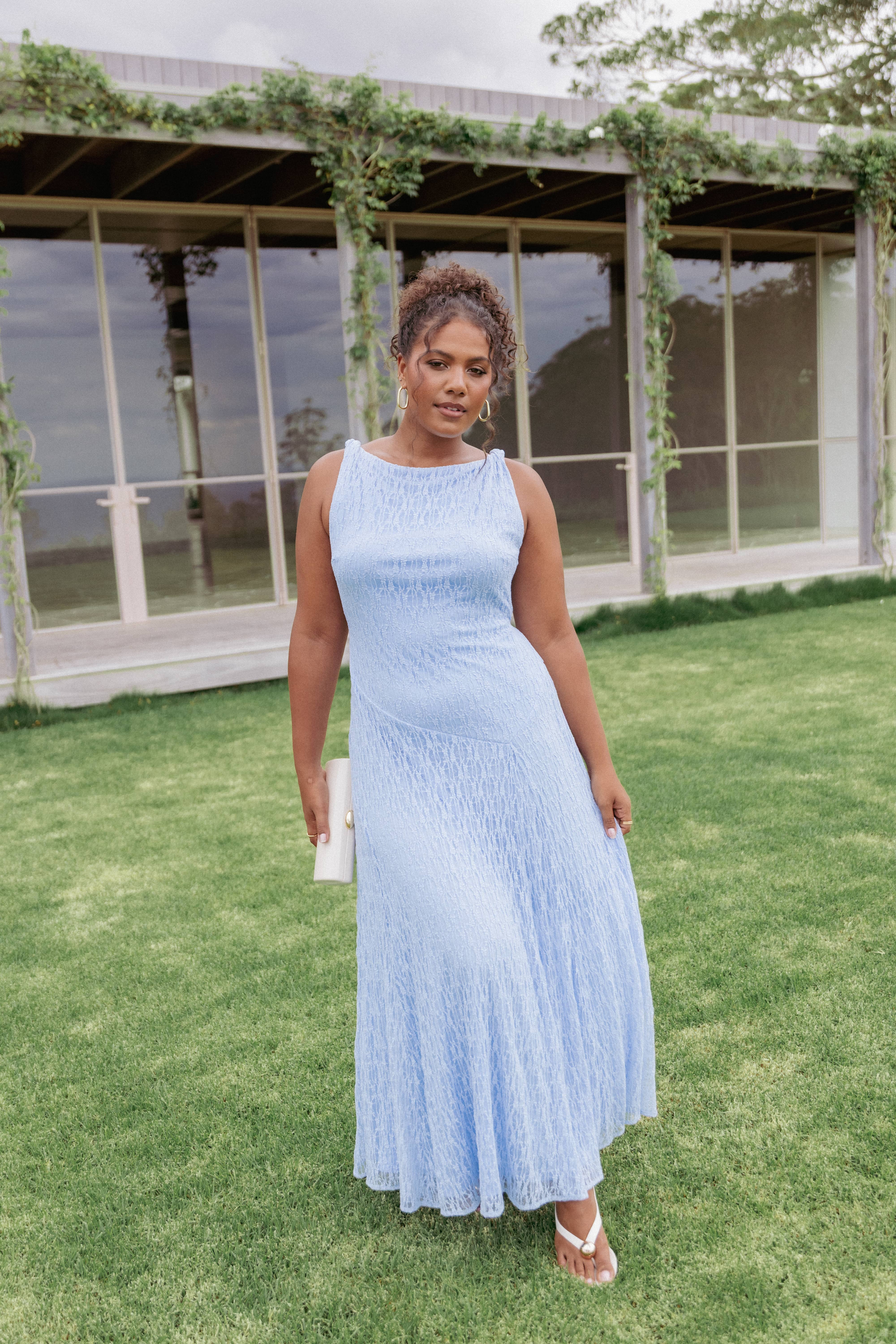 Petal and Pup USA DRESSES Kirsten Lace Maxi Dress - Cornflower Blue